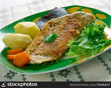 Gebakken sliptong - Fried fish Common sole. Dutch cuisine
