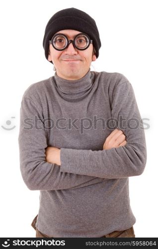 geek man isolated on white background