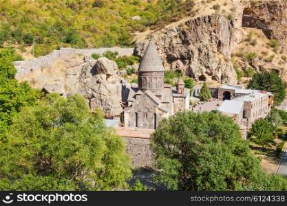 Geghard is a medieval monastery in the Kotayk province of Armenia, carved out of the adjacent mountain. It is listed as a UNESCO World Heritage Site.