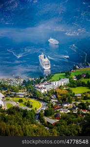 Geiranger fjord, Beautiful Nature Norway. It is a 15-kilometre (9.3 mi) long branch off of the Sunnylvsfjorden, which is a branch off of the Storfjorden (Great Fjord).