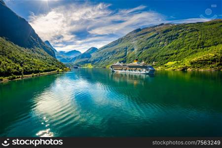 Geiranger fjord, Beautiful Nature Norway. The fjord is one of Norway&rsquo;s most visited tourist sites. Geiranger Fjord, a UNESCO World Heritage Site