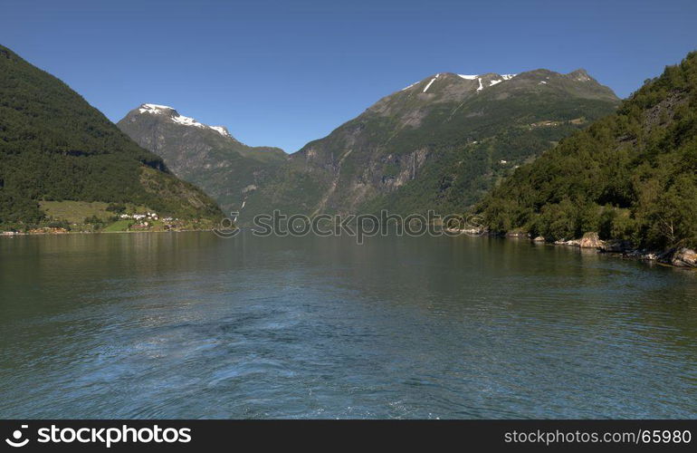 Geiranger fjord view in Norway nature landscape