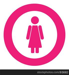 Gender icon symbol. Female girl woman icon in circle. Pink symbol.. Gender symbol set. Male Female girl boy woman man icon.