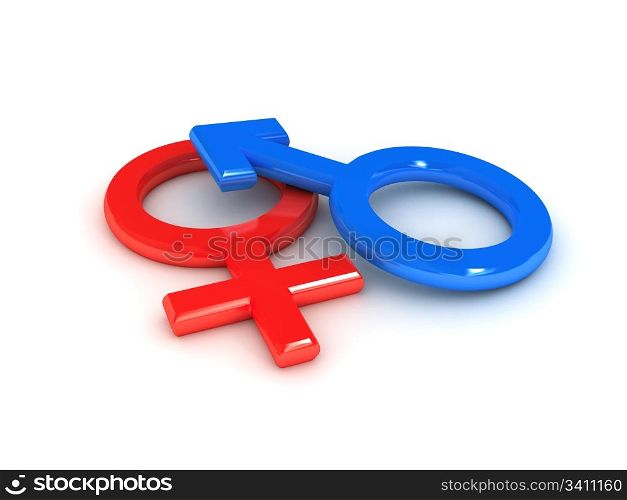 gender symbol over white background. 3d rendered image