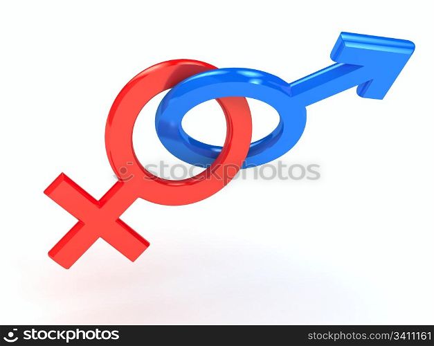 gender symbol over white background. 3d rendered image