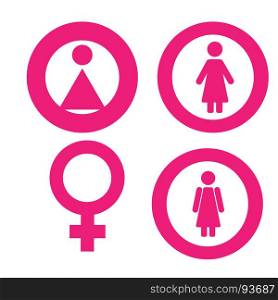 Gender symbol set. Male Female girl boy woman man icon.. Gender icon symbol. Female girl woman icon in circle. Pink symbol.