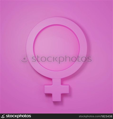 Gender symbols with heads of Female. World Sexual Health Day Concept, Gender Sex Icon pink symbol isolated on pink background, 3D rendering illustration