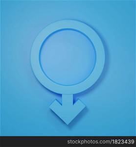Gender symbols with heads of Male. World Sexual Health Day Concept, Gender Sex Icon blue symbol isolated on blue background, 3D rendering illustration