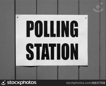 General elections polling station, black and white. Polling station place for voters to cast ballots in general elections in black and white