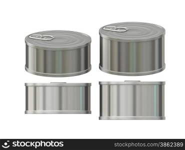 General short cylindrical aluminum tin can packaging with blank label for variety food product ,ready for your design or artwork, clipping path included&#xA;