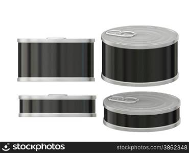 General short cylindrical can packaging with black label for variety food product ,ready for your design or artwork, clipping path included&#xA;