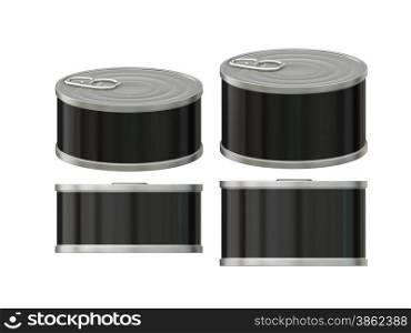General short cylindrical can packaging with black label for variety food product ,ready for your design or artwork, clipping path included&#xA;