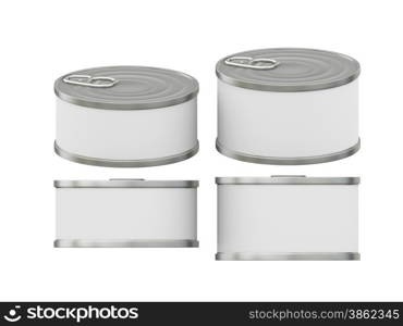 General short cylindrical can packaging with white blank label for variety food product ,ready for your design or artwork, clipping path included&#xA;