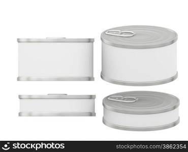 General short cylindrical can packaging with white blank label for variety food product ,ready for your design or artwork, clipping path included&#xA;