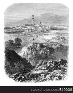 General view of the town of Hombourg, vintage engraved illustration. Magasin Pittoresque 1857.