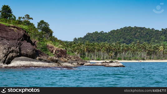 General view of the tropical island from the sea