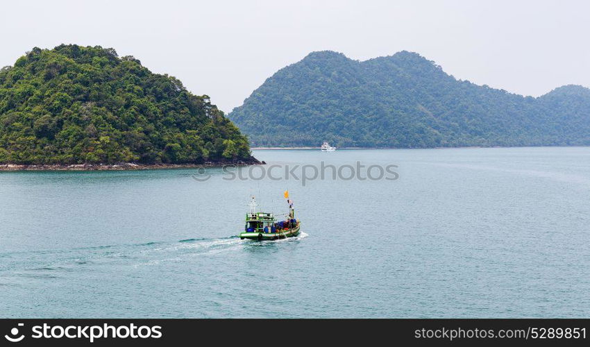 General view of the tropical island from the sea