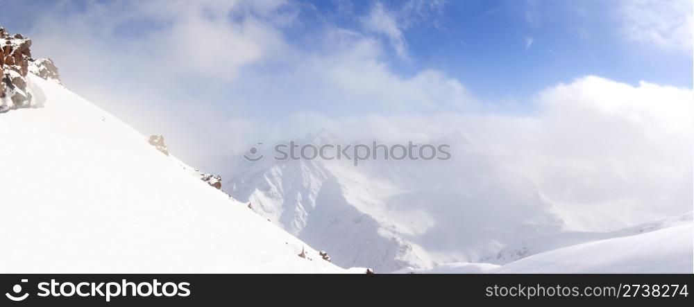 general view on Caucasus mountains. Russian Federation