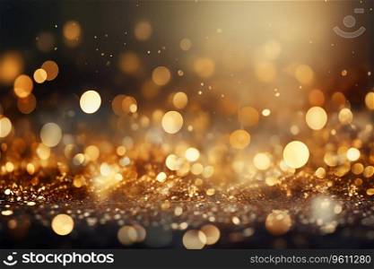 Generative AI Image of Bokeh Background with Luxury Golden Glitter and Blurred Effect