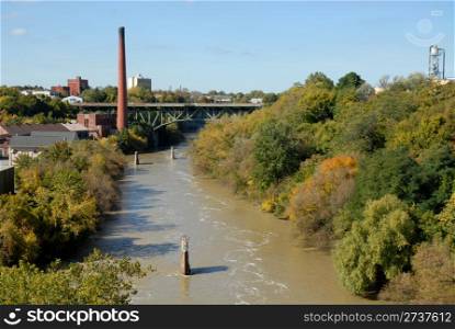 Genesee River below High Falls in downtown Rochester, New York