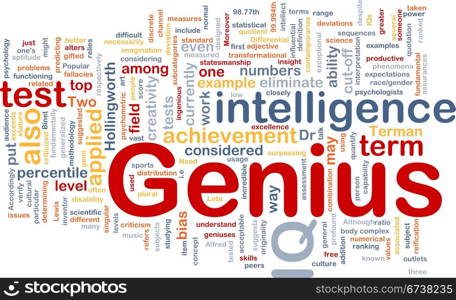 Genius intelligence background concept. Background concept wordcloud illustration of genius intelligence IQ