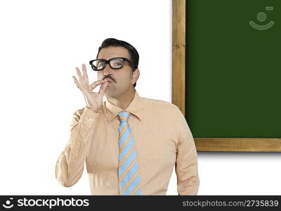 genius nerd copyspace board green blank blackboard white background