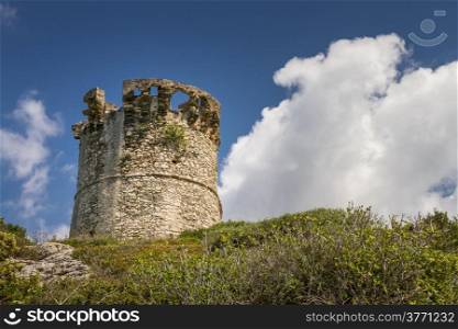 Genoese tower at Farinole on Cap Corse in Corsica