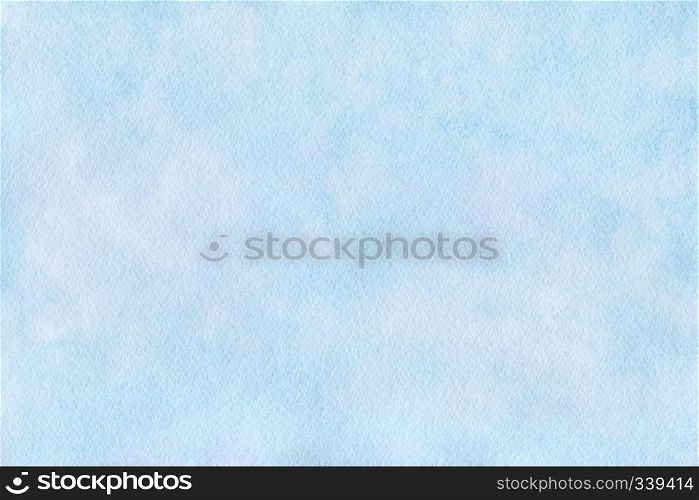 Gentle blue watercolor background in pastel colors. Sky blue background with paper texture. The sky with clouds. Illustration drawn by hand.. Gentle blue watercolor background. Illustration drawn by hand.