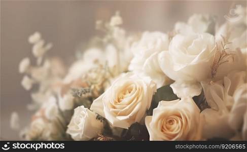 Gentle Floral Background with Wedding Bouquet, Generative AI. Gentle Floral Background