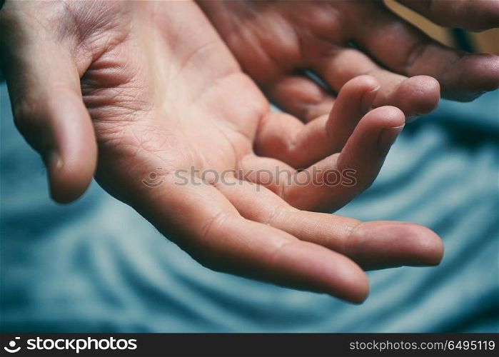 Gentle man hands