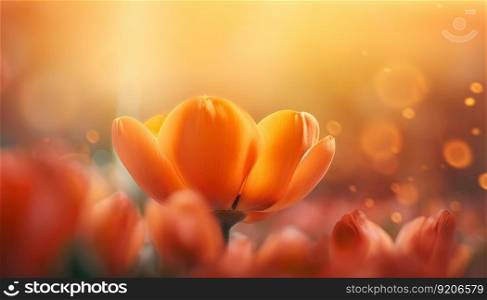 Gentle Spring Background with Bright Orange Flowers , Generative AI. Bright Orange Flowers , Generative AI