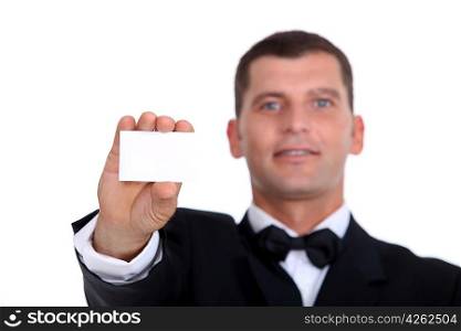 Gentleman showing businesscard