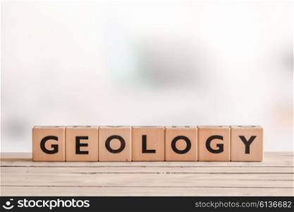 Geology sign on a school desk in a classroom