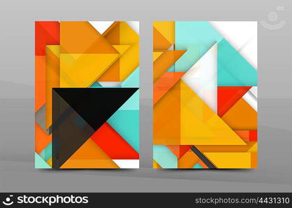 Geometric abstract background. Color business brochure cover template, annual report front page, A4 size, leaflet, magazine design, flyer layout