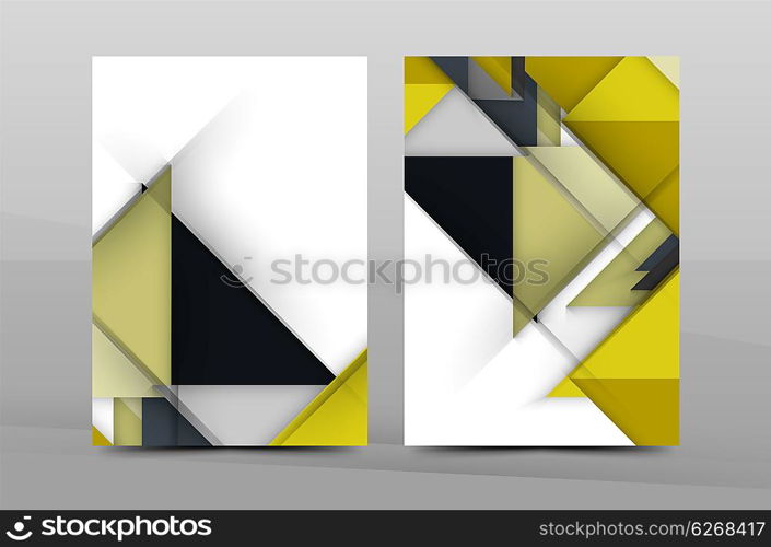 Geometric abstract background. Color business brochure cover template, annual report front page, A4 size, leaflet, magazine design, flyer layout