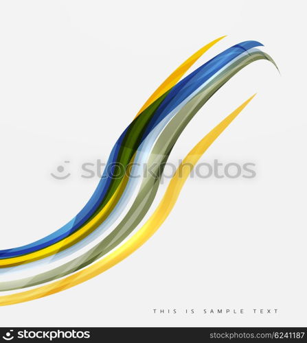 Geometric abstract background, swirl colorful lines - color curve stripes and lines in motion concept and with light and shadow effects. Presentation banner and business card message design template