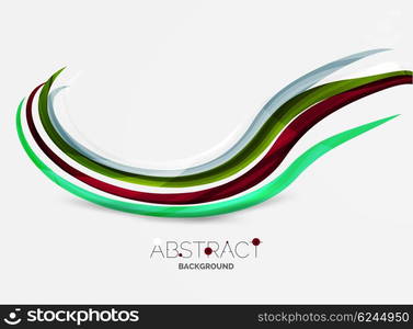 Geometric abstract background, swirl colorful lines - color curve stripes and lines in motion concept and with light and shadow effects. Presentation banner and business card message design template