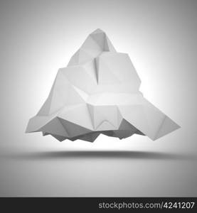 Geometric abstraction - big white crumpled pyramid