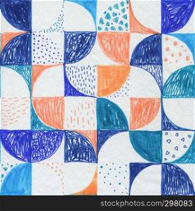 Geometric background. Abstract Hand Drawn Pattern. Marker illustration, modern style. Marker Geometric background