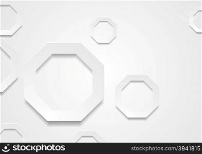 Geometric background with grey paper octagons