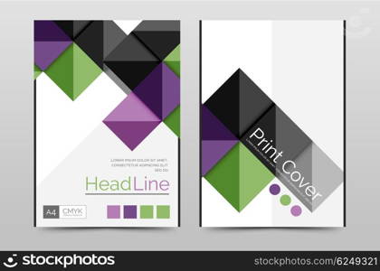 Geometric brochure front page, business annual report cover template, A4 size poster