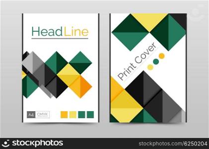 Geometric brochure front page, business annual report cover template, A4 size poster