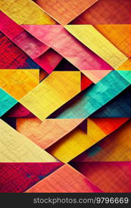 geometric modern paper cut background, orange and teal. geometric paper cut background
