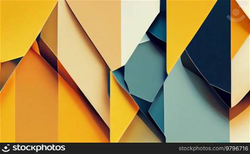 geometric modern paper cut background, yellow and teal. geometric paper cut background