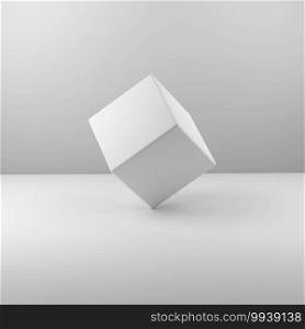 Geometric real plastic cube on White background. 3d illustration