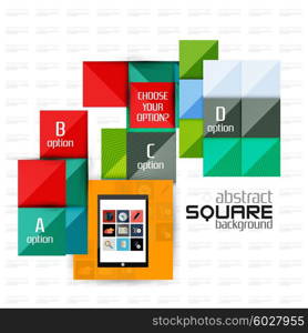 Geometric square shapes and infographic option elements with tablet. Geometric square shapes and infographic option elements with tablet. Vector illustration