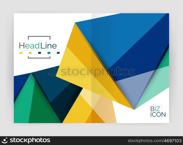 Geometric triangle business brochure template. triangle business brochure template