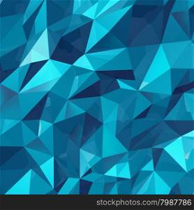 Geometric triangle wall background as a blue abstract crystal pattern of three dimensional shapes.