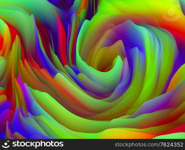 Geometry of Chaos. Dimensional Wave series. Abstract design made of Swirling Color Texture. 3D Rendering of random turbulence related to art, creativity and design