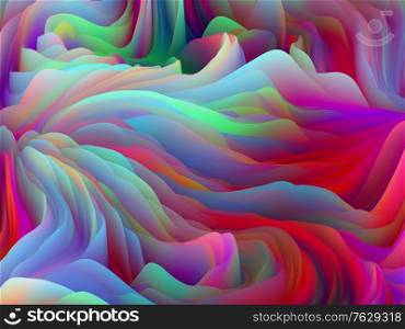 Geometry of Chaos. Dimensional Wave series. Design made of Swirling Color Texture. 3D Rendering of random turbulence for projects on art, creativity and design